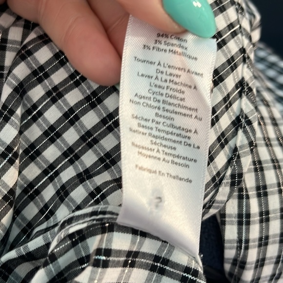 Talbots Casual Button Down Shirt Metallic Threads Long Sleeves Size 14 No Iron - Picture 8 of 8